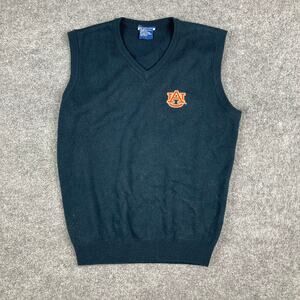 Auburn Tigers Sweater Vest Mens Size L Navy Blue V-Neck Embroidered Logo